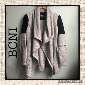 BNCI Open Front Gray With Black Contrast Cardigan